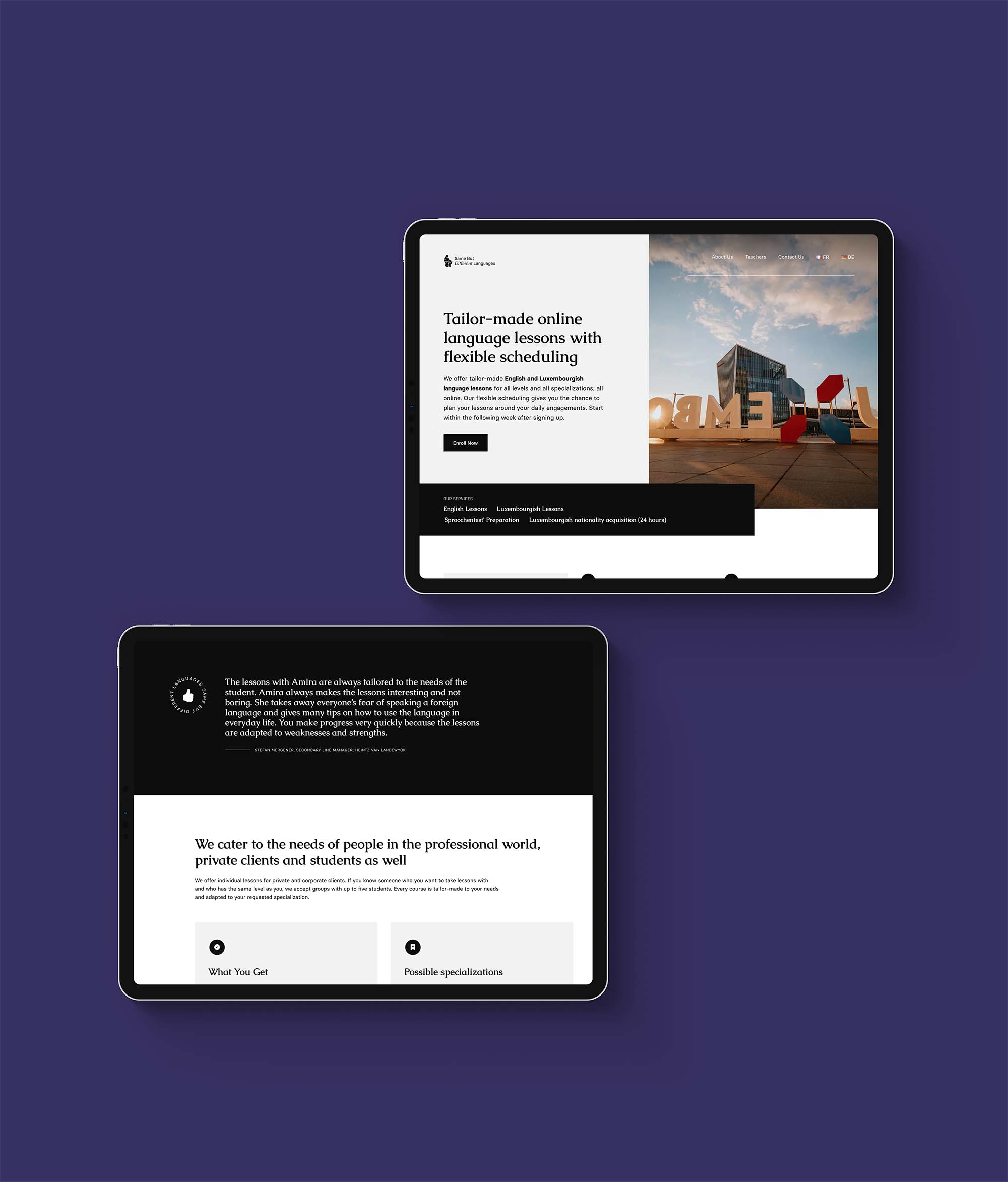 Same But Different -verkkosivuston mockup.